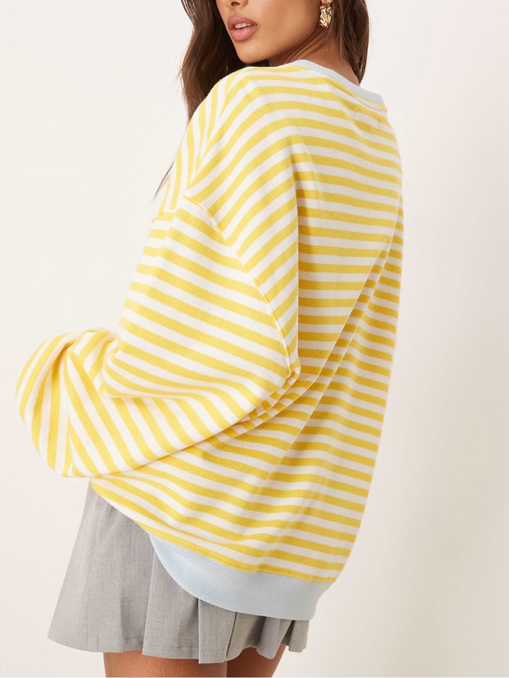 We The Free (Free People) Striped Oversized Pullover Sweatshirt